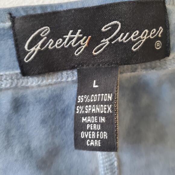 Gretty Zueger Tunic Dress Women Large Blue Lace Lagenlook Whimsy Embroidery Boho - Picture 5 of 8